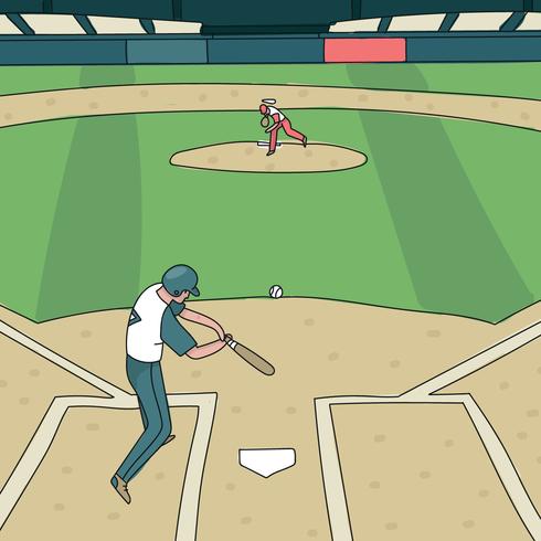 Two Players In a Baseball Park vector