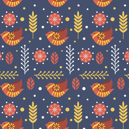 Flat Cute Scandinavian Folk Pattern Vector Template