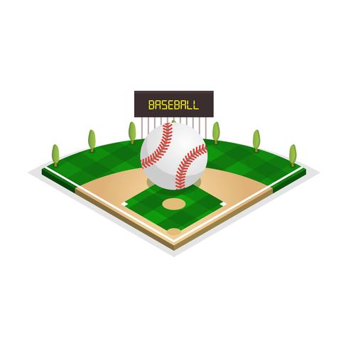 Parque de béisbol isométrico ángulo vector