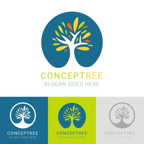 Plantilla de Vector de logotipo de árbol de concepto