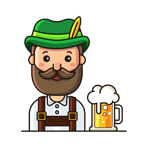 Hombre en Lederhosen y cerveza vector