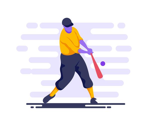 Jugador de béisbol en acción vector