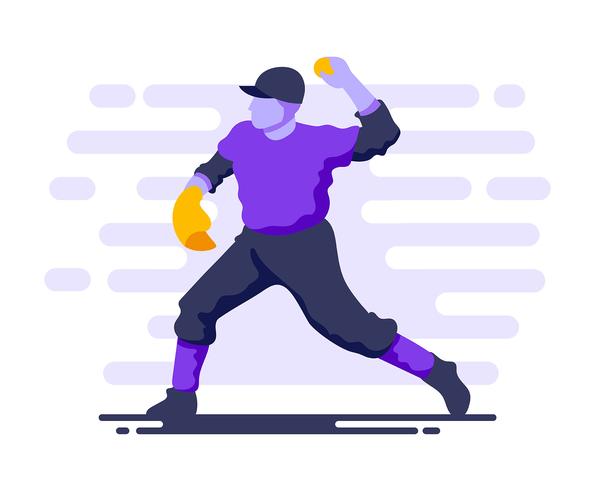 Jugador de béisbol en acción vector