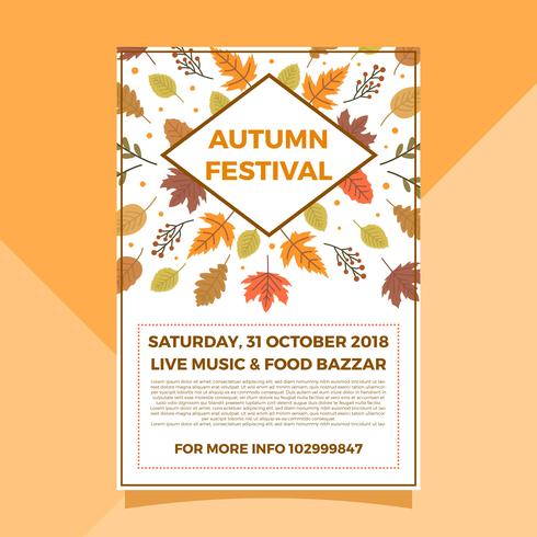 Flat Fall Autumn Festival Poster Vector Template