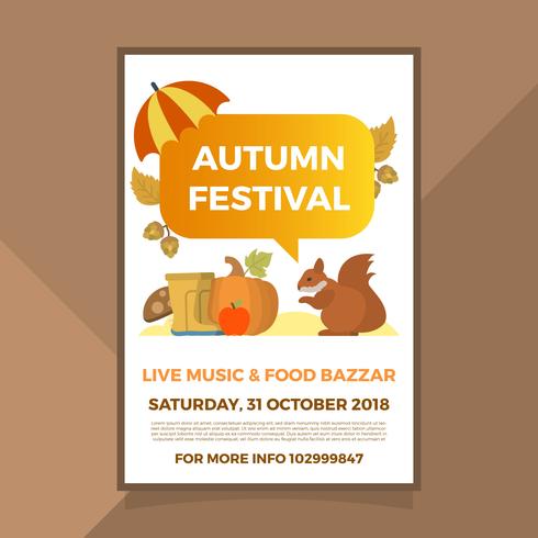 Flat Fall Autumn Festival Poster Vector Template