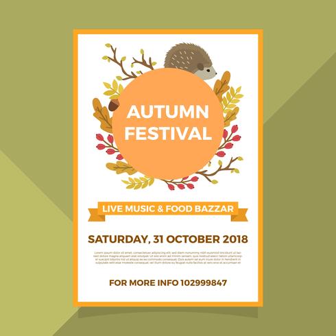 Flat Fall Autumn Festival Poster Template vector