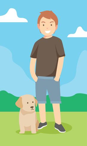 Niño y su perro vector