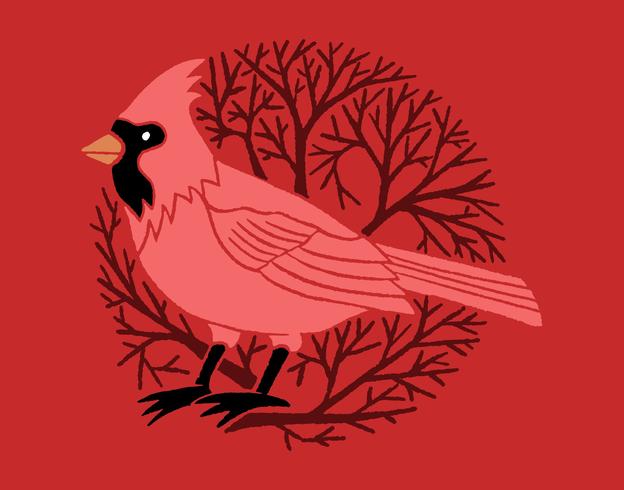 Cardinal tree badge vector