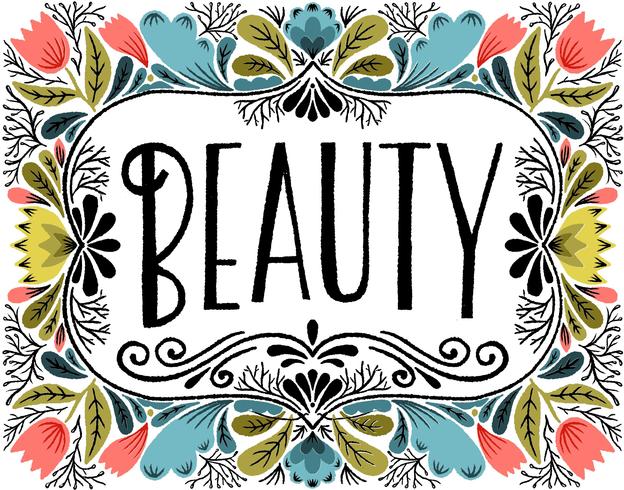 beauty lettering floral vector