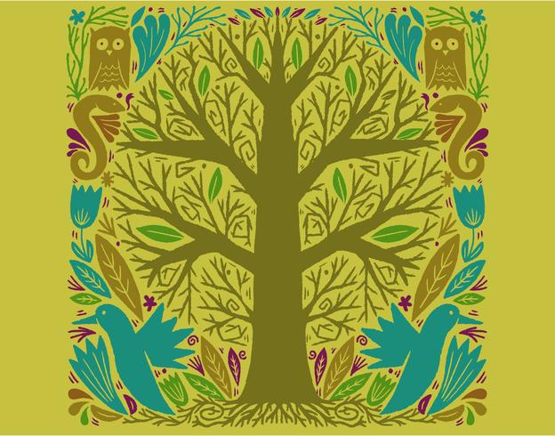 círculo ilustración del árbol vector