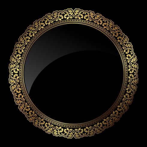 Circular gold frame vector