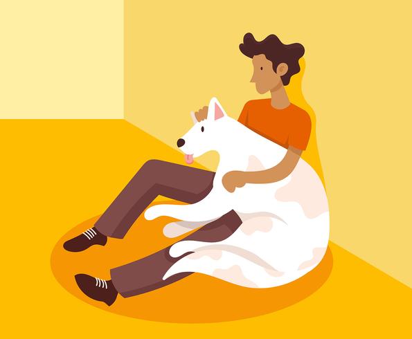 Boy And His Dog Illustration vector