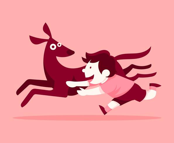 Boy And His Dog Illustration vector
