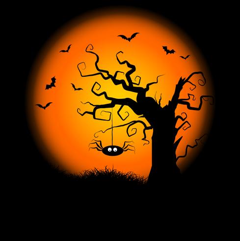 Fondo espeluznante del árbol de Halloween vector