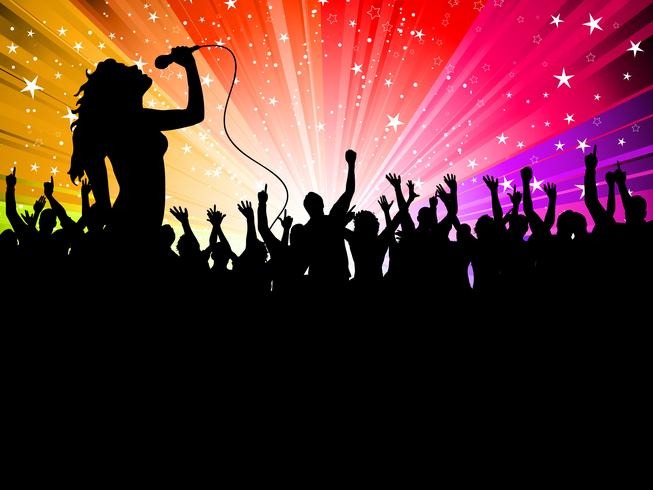 Female singer with crowd  vector