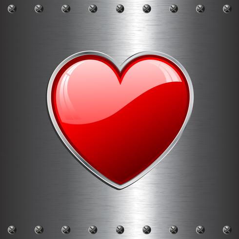 heart on metal background vector