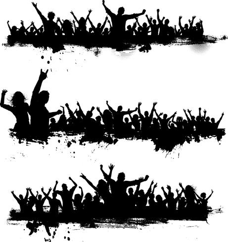 Grunge party crowds vector