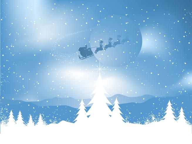 Santa on a snowy night vector