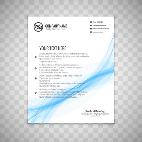 Modern blue wavy business brochure template vector