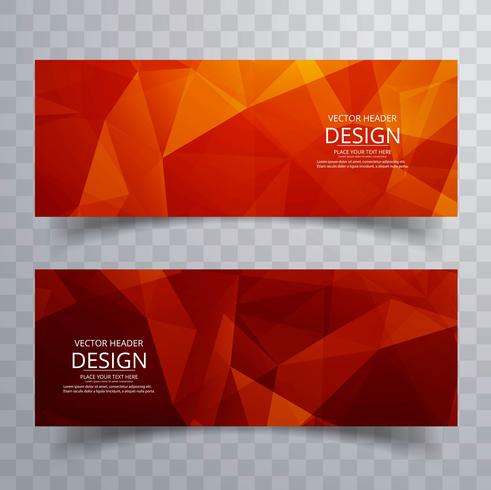 Abstract bright colorful polygon banners set design vector