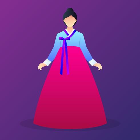 Lady Characters Wearing Hanbok vector