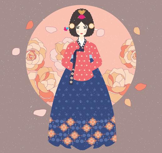 Dama en Hanbok Vector