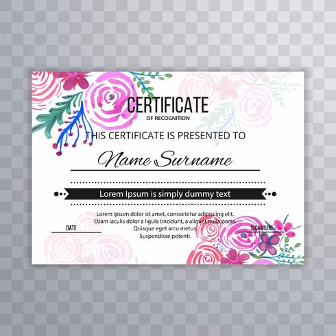 Plantilla de diseño de certificado hermoso moderno vector