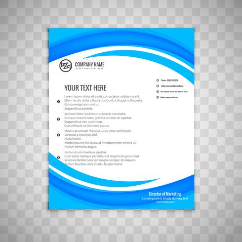 Abstract wavy blue business brochure template design vector