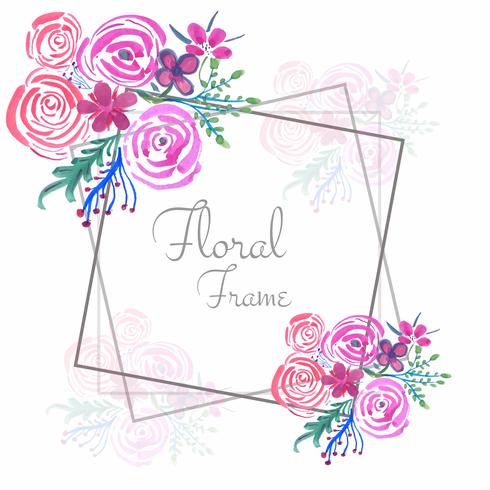 Abstract watercolor wedding floral frame background vector