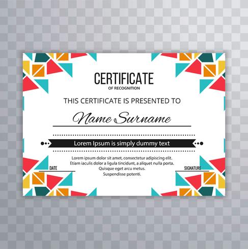 Modern colorful creative certificate template vector