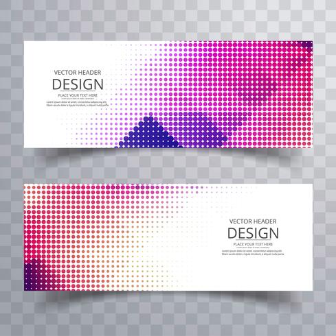 Abstract colorful halftone banners set vector