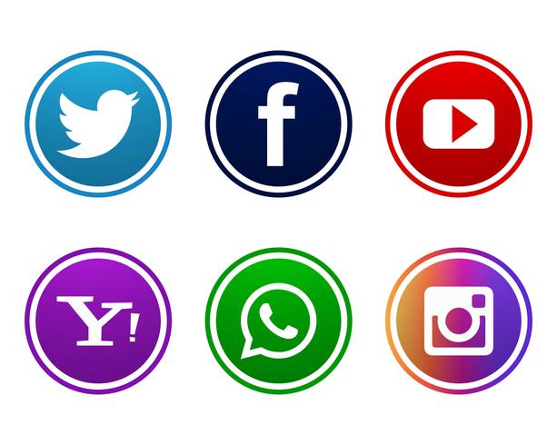 Beautiful social media icons set design vector