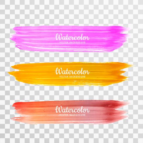 Abstract colorful hand draw watercolor stroke design set vector