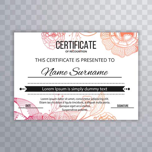 Abstract certificate template floral design  vector