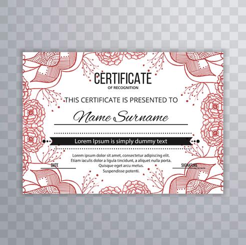 Abstract floral certificate template design  vector