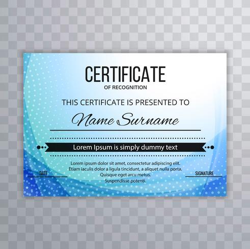 Abstract blue certificate template background vector