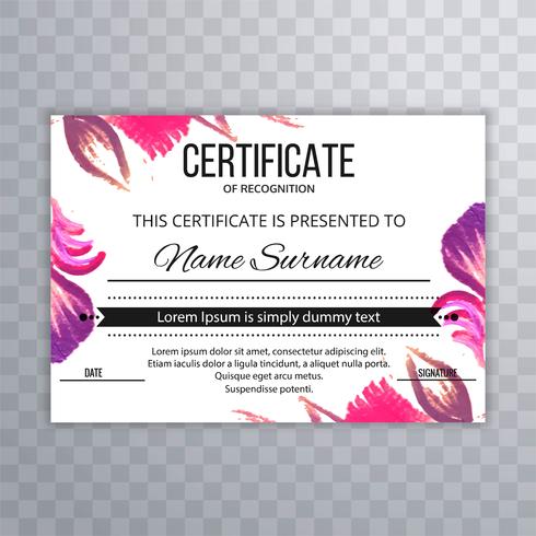 Modern colorful floral certificate template background vector