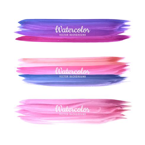 Beautiful watercolor hand draw strokes set vector