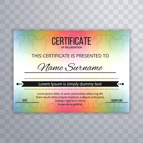 Abstract colorful certificate template background vector