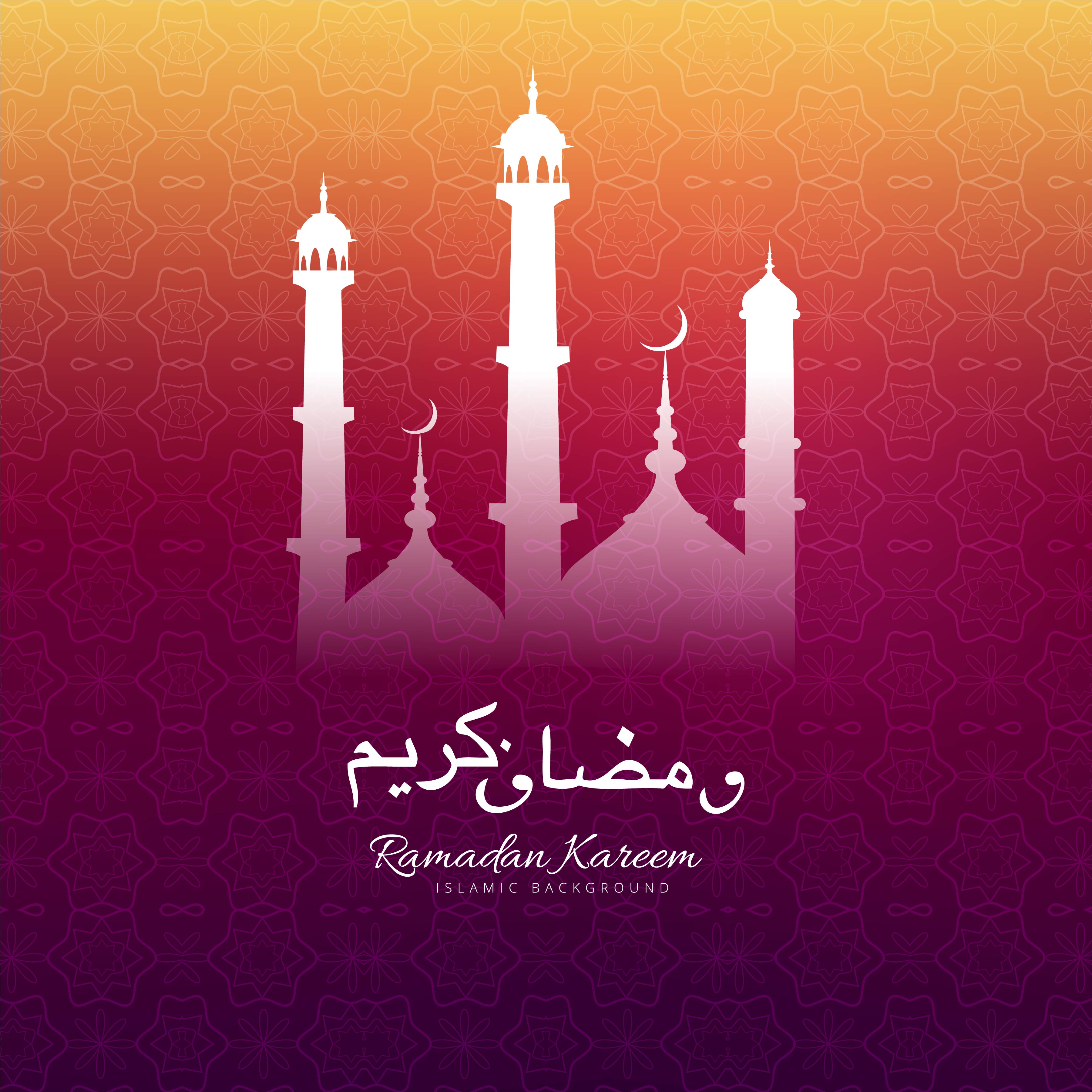 Ramadan Kareem greeting with mosque decorative colorful ...