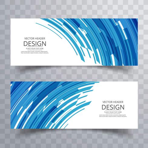 Abstract creative blue lines banners set design vector