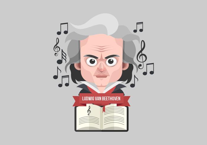 Ilustración de personaje de vector de Beethoven