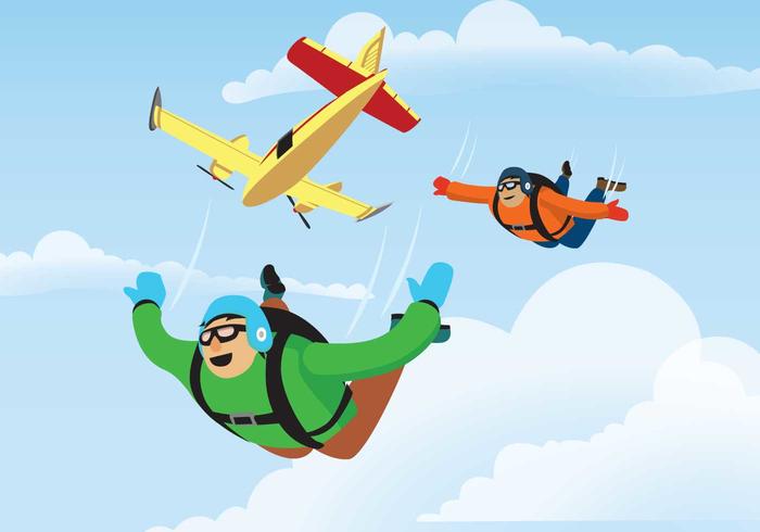 Skydiver salta de una ilustración de avión vector