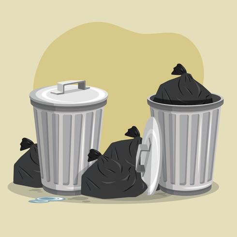 Metal Waste Basket Vector Illustration