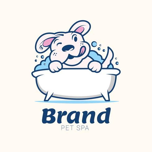 Plantilla de diseño de logotipo retro de solución de cuidado de mascotas de mascota de lavado de perros vector