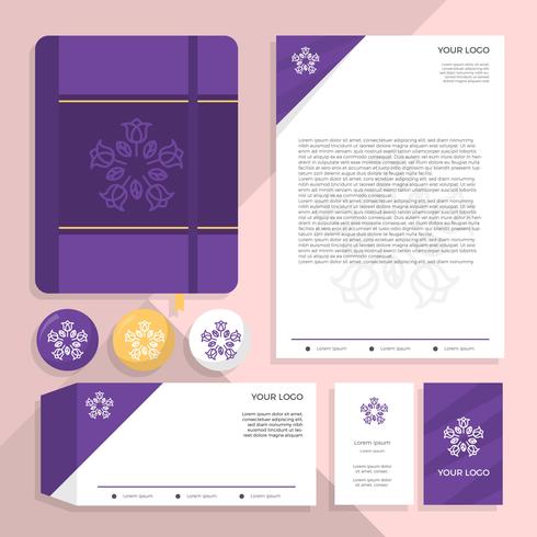 Flat Purple Luxury Feminine Corporate Identity Vector Template