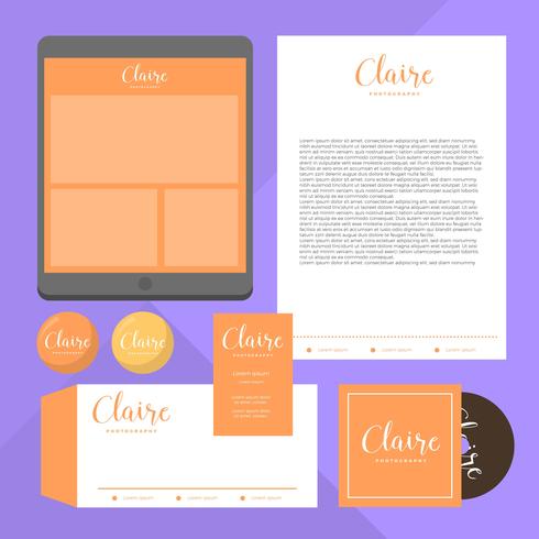 Flat Orange Feminine Corporate Identity Vector Template