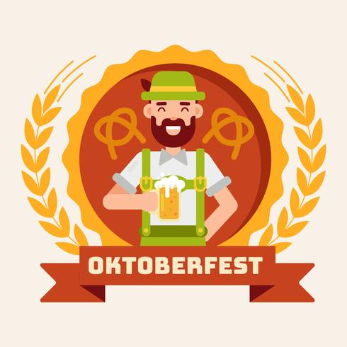 Oktoberfest With Man in Lederhosen Vector