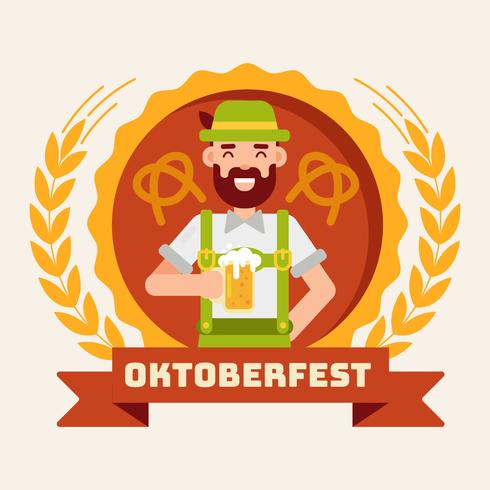 Oktoberfest con el hombre en Lederhosen Vector