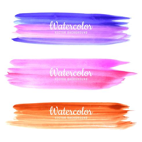 Abstract colorful hand drawn watercolor stroke design set vector